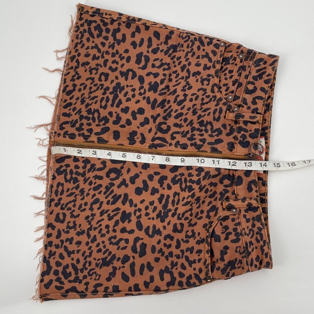 Free People We the Free Animal Print Full Zip Mini Skirt Womens Size 26 Casual - Picture 7 of 8